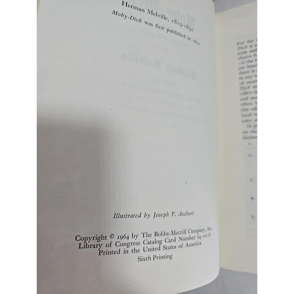 Moby Dick: or, The Whale by Herman Melville 1964‎ 6th edition